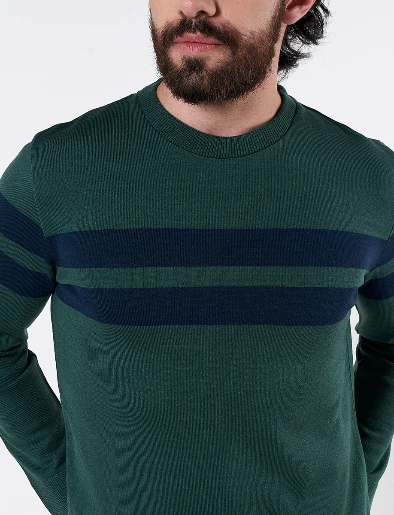 Sweater Rayas Verde Oscuro