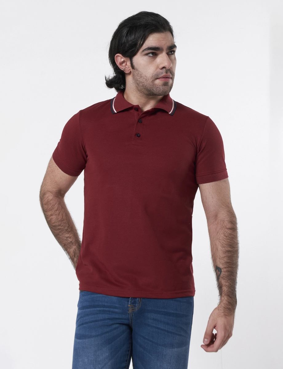 Camiseta Polo Tejida Vino