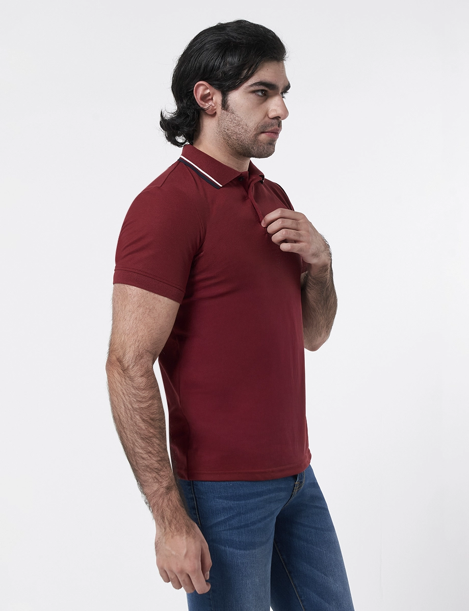 Camiseta Polo Tejida Vino