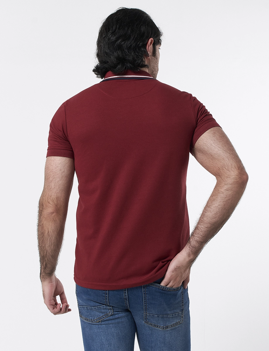 Camiseta Polo Tejida Vino