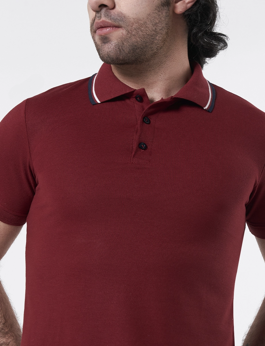 Camiseta Polo Tejida Vino