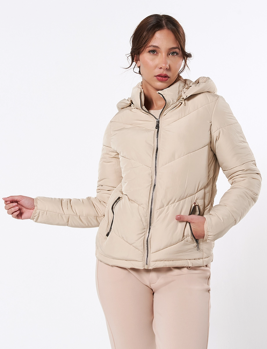 Chompa con Capucha Beige