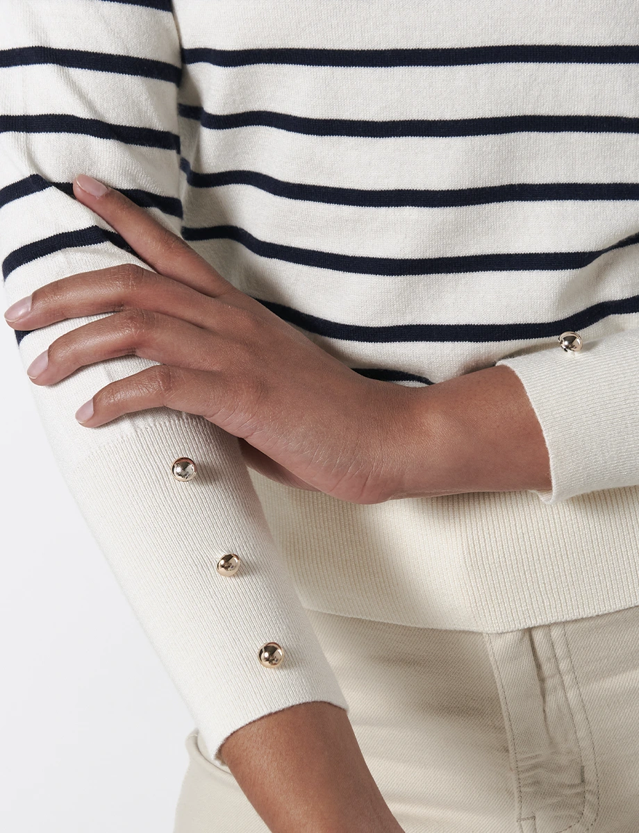 Sweater Blanco Rayas Azul