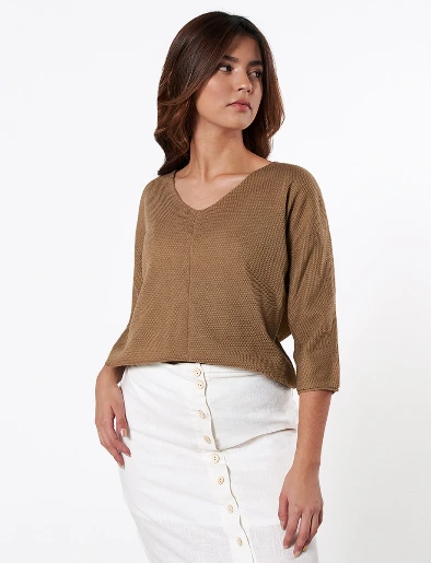 Buzo Escote en V Kaki