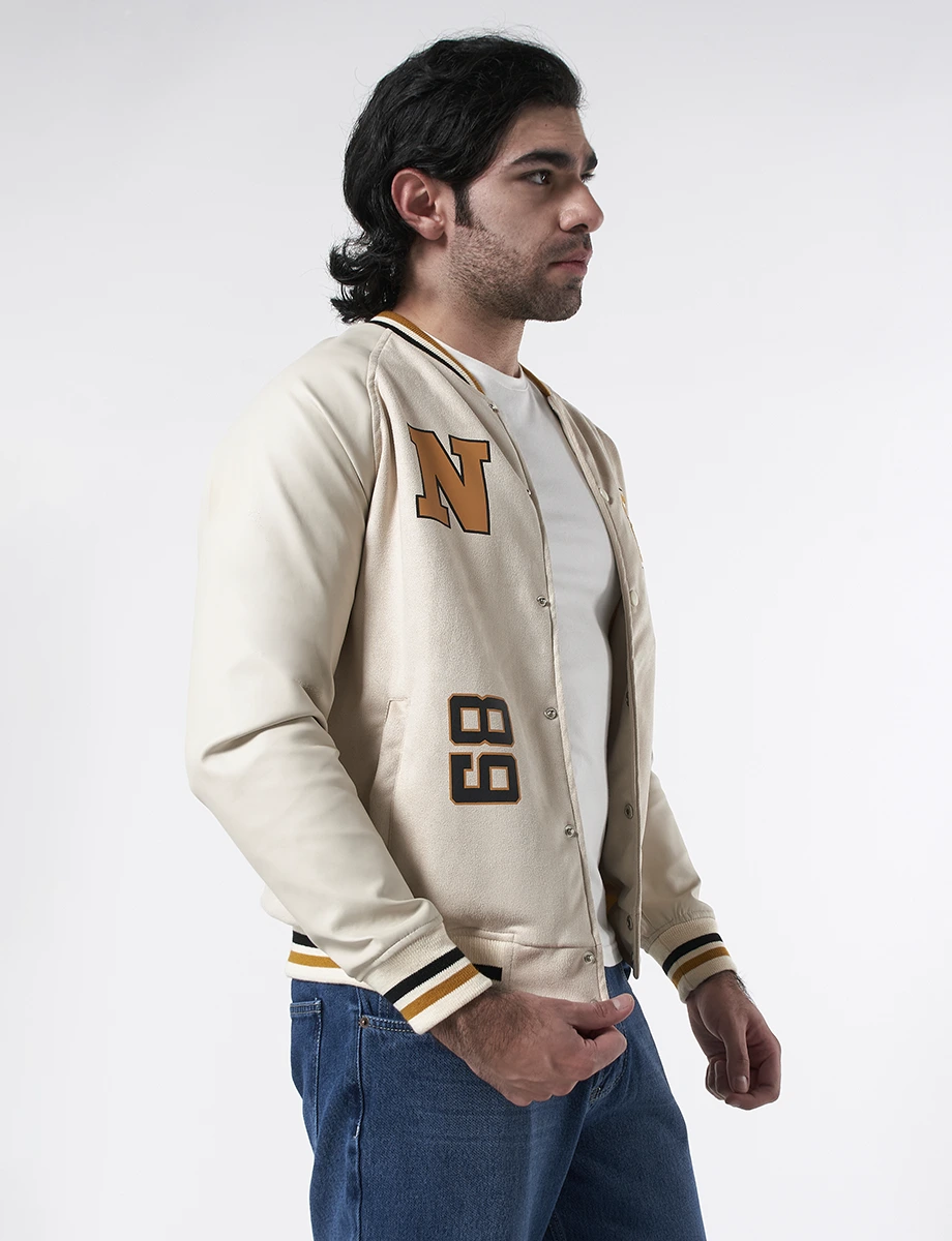 Chaqueta Bordada "E" Beige