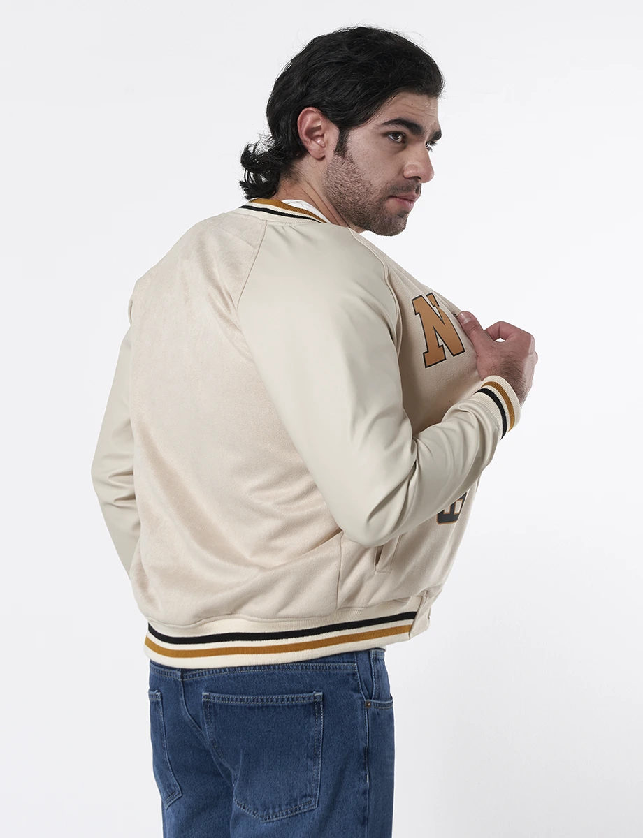 Chaqueta Bordada "E" Beige