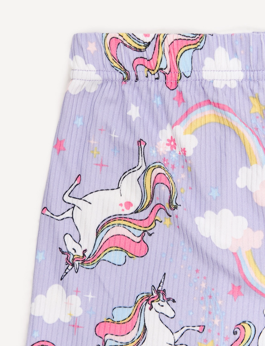 Pijama Camiseta + Short Unicornio Lila