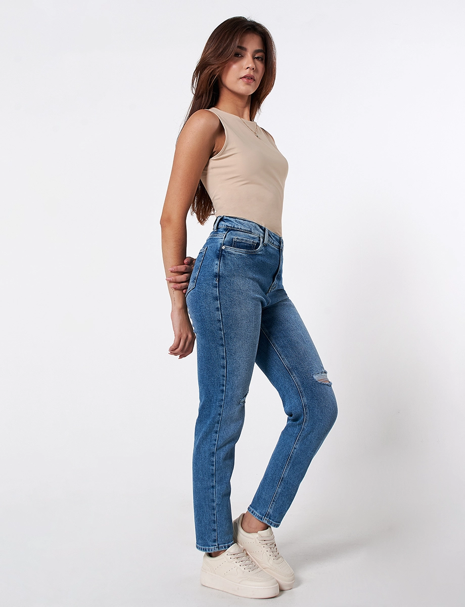 Jean Mom Fit Azul