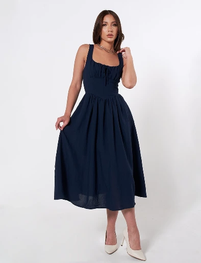 Vestido Largo Azul Marino