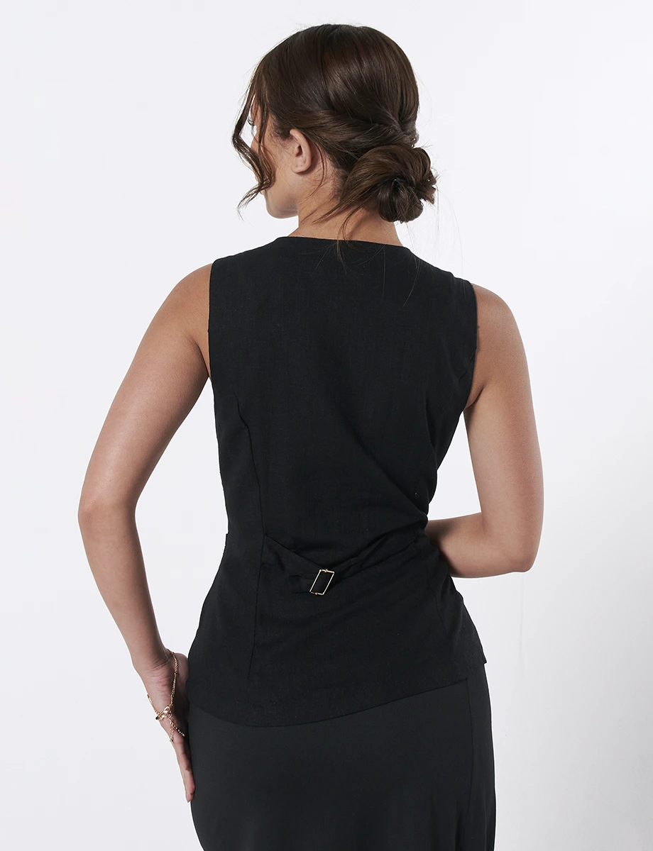 Chaleco Lino Negro