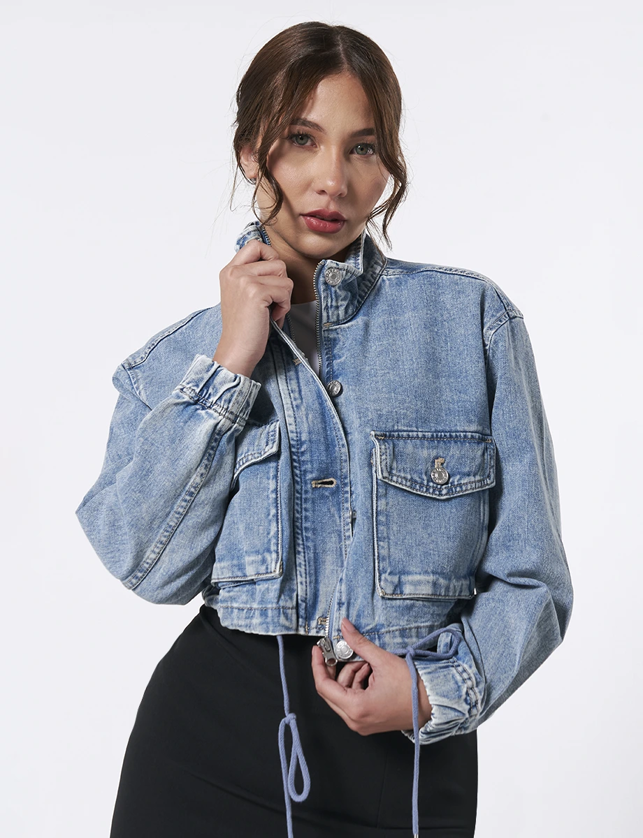 Chompa Denim Corta Azul Claro