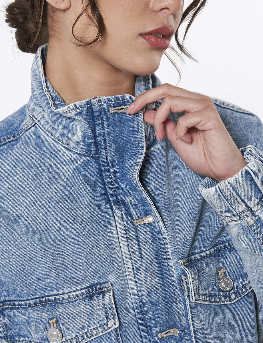 Chompa Denim Corta Azul Claro