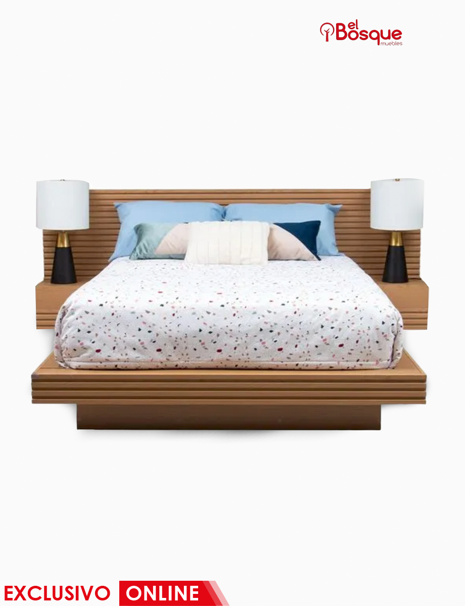 Cama Samabaia Full 2 Plazas Roble | Muebles El Bosque