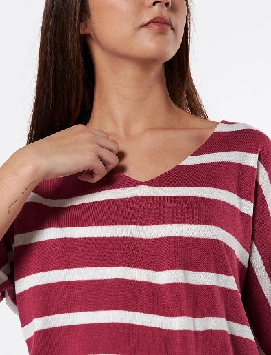 Camiseta a Rayas Morado