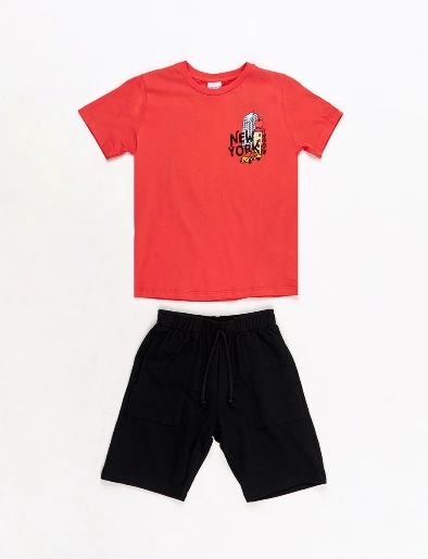 Conjunto Camiseta Rojo + Bermuda Negro