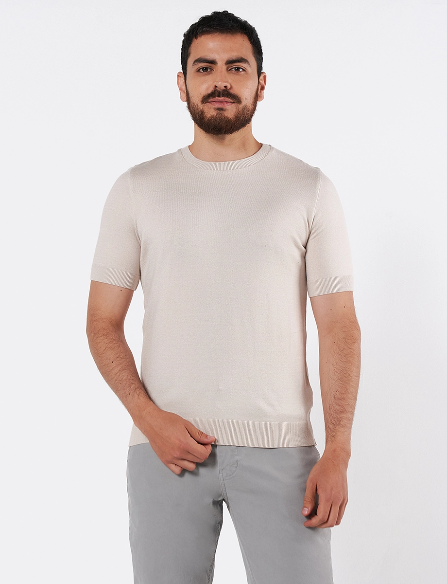 Camiseta Tejida Gris Claro