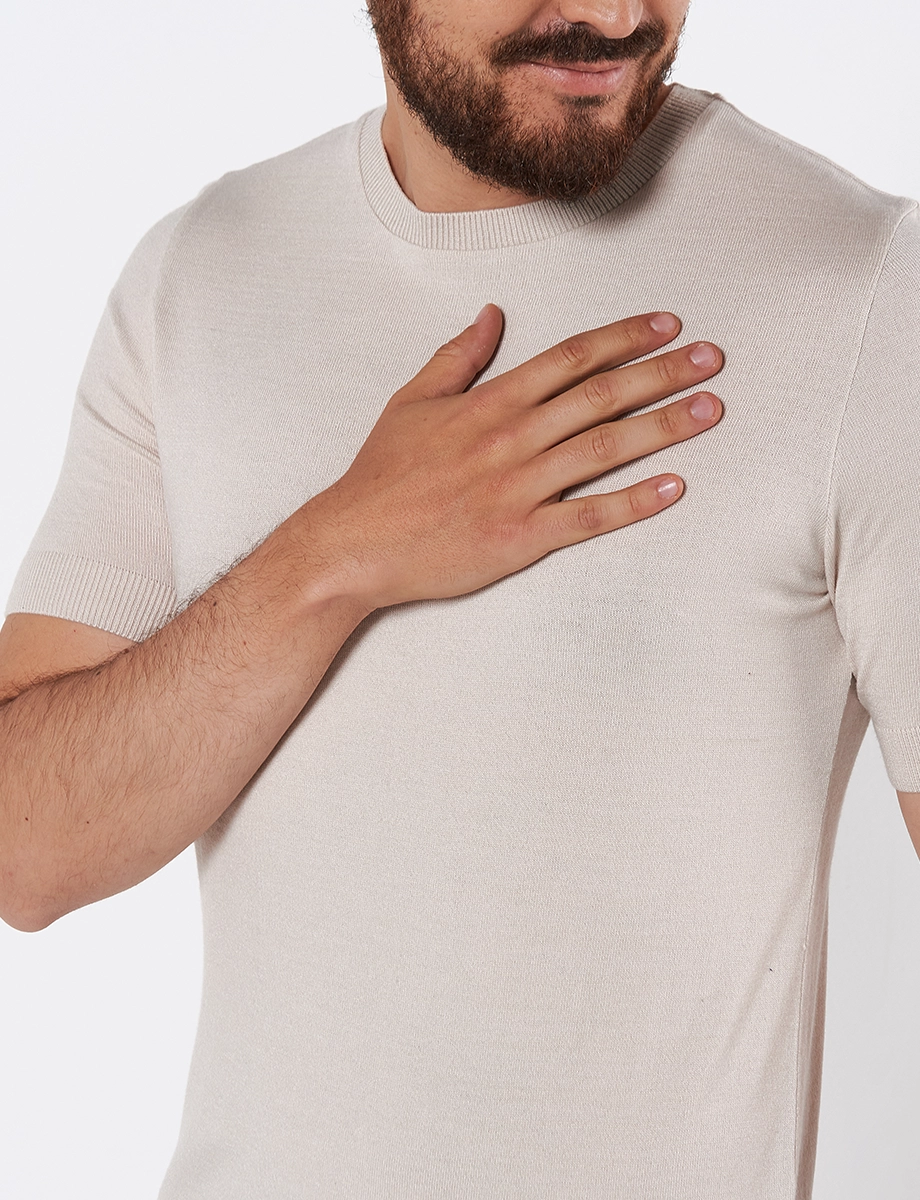 Camiseta Tejida Gris Claro