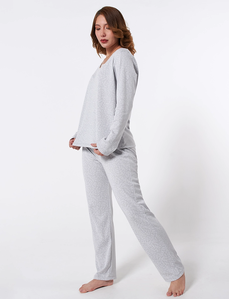 Pijama Buzo + Pantalón Gris Claro