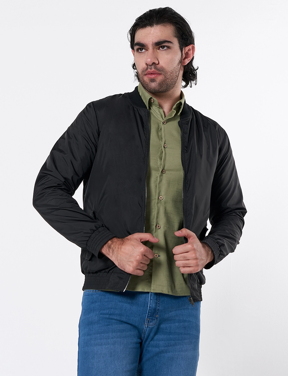 Chompa Bomber Nylon Negro