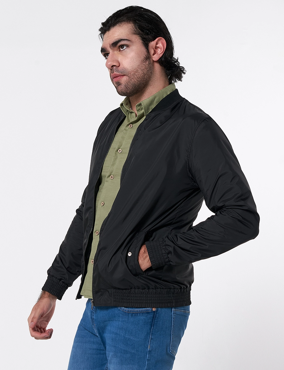 Chompa Bomber Nylon Negro