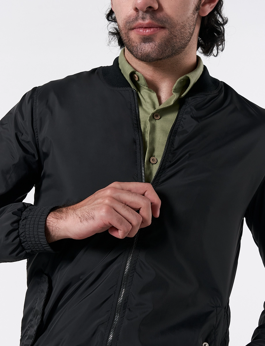 Chompa Bomber Nylon Negro