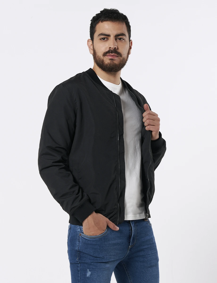 Chaqueta Bomber Nylon Negro
