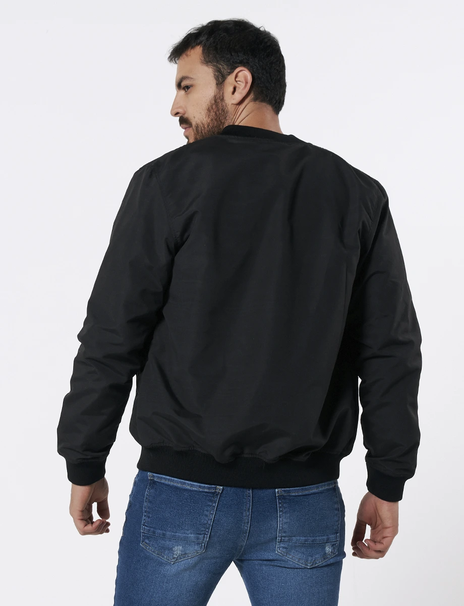 Chaqueta Bomber Nylon Negro