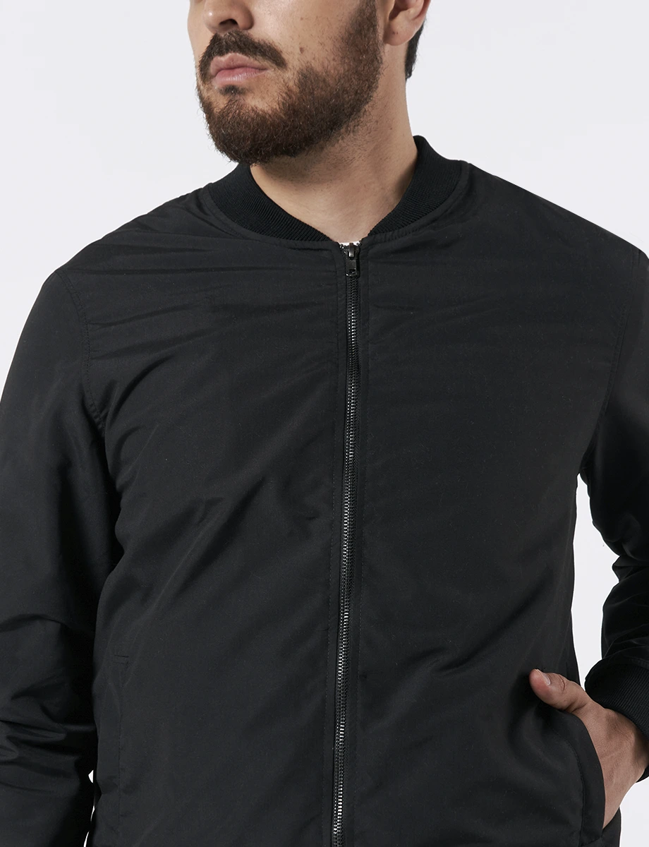 Chaqueta Bomber Nylon Negro