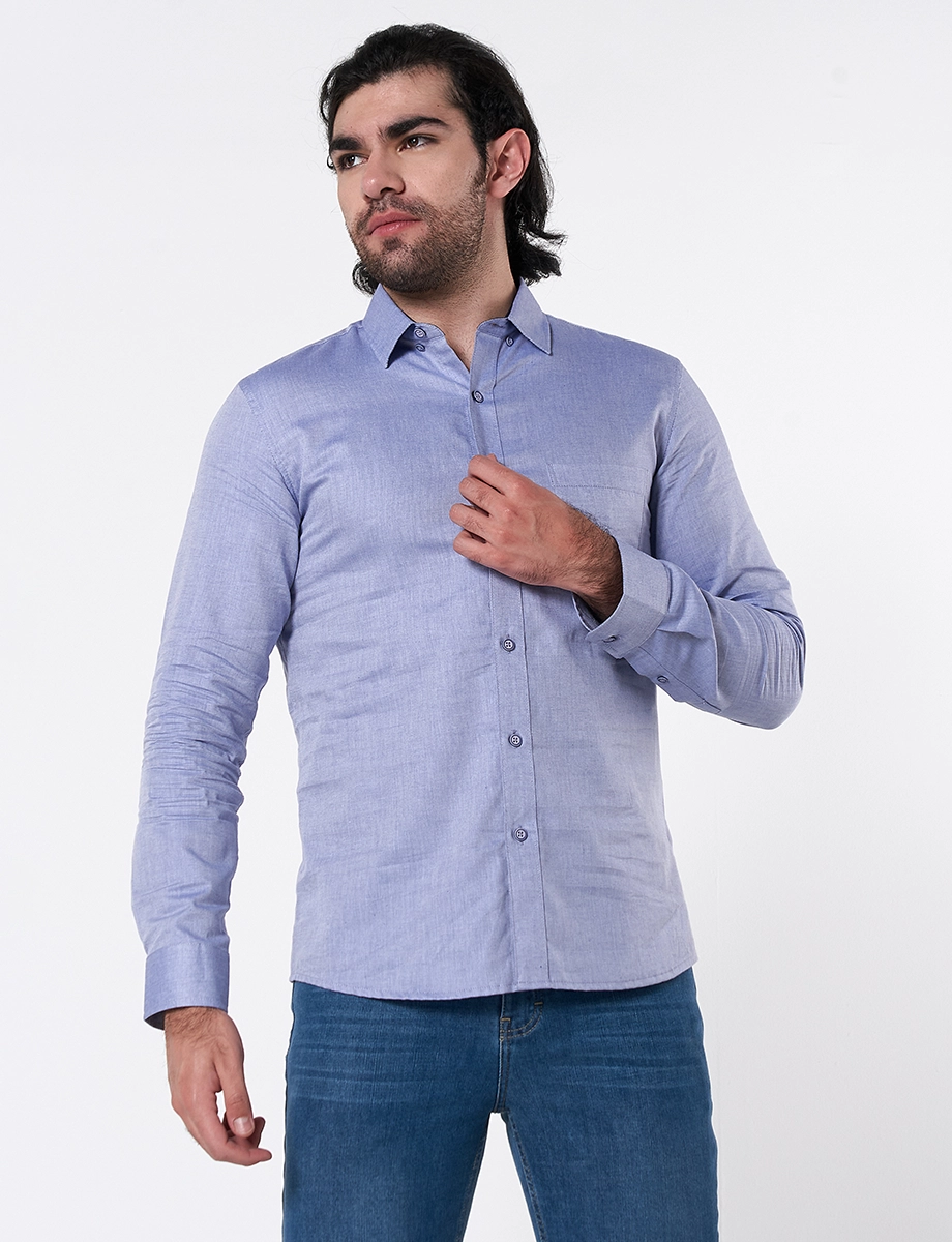 Camisa Llana Azul Claro