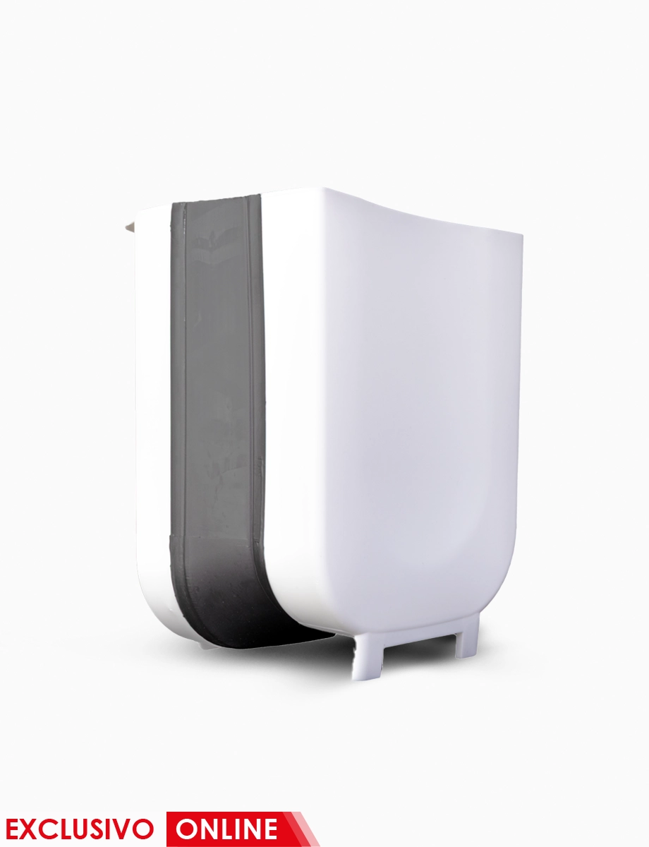 Bote de Basura Plegable Gris/Blanco