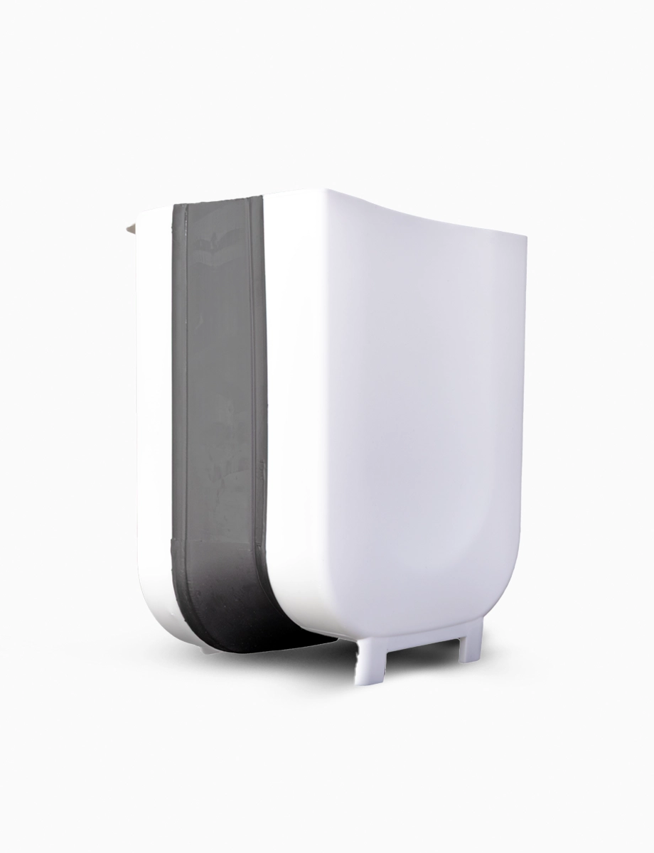 Bote de Basura Plegable Gris/Blanco