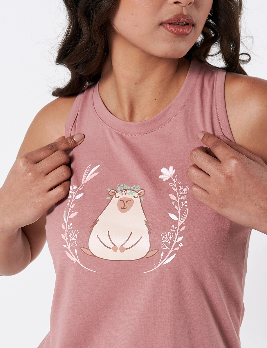 Pijama Vestido Capibara Rosa Bajo