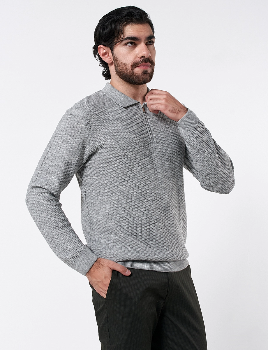 Sweater con Textura Gris