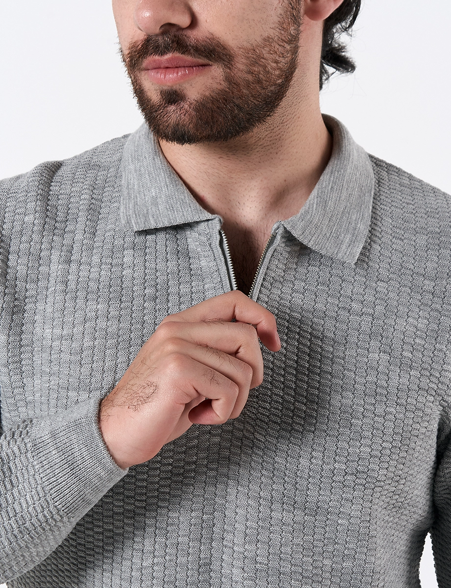 Sweater con Textura Gris
