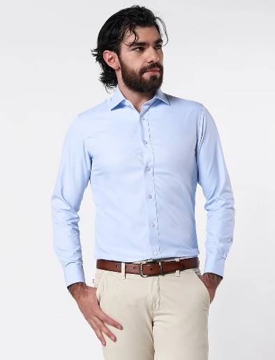 Camisa Llana Celeste Claro