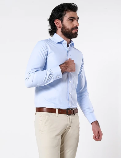 Camisa Llana Celeste Claro