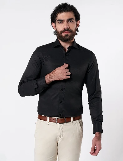 Camisa Llana Negro