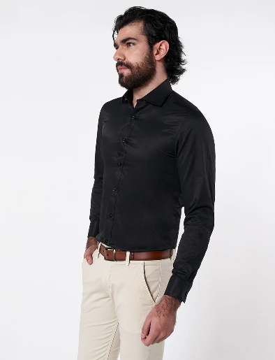 Camisa Llana Negro