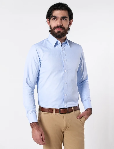 Camisa Llana Celeste Claro
