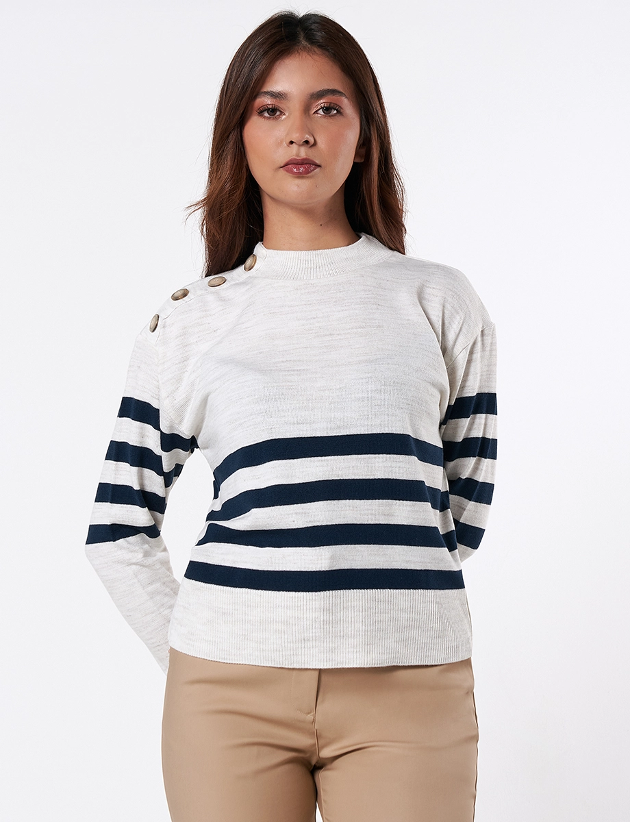 Sweater Rayas Crudo