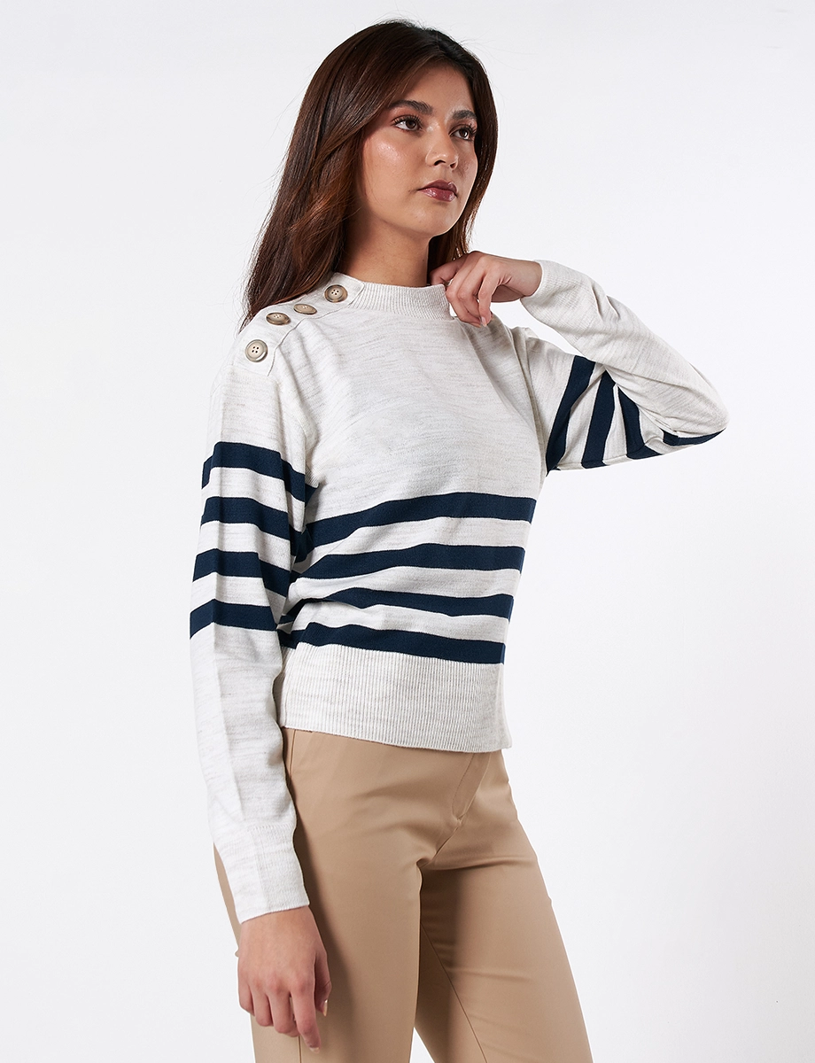 Sweater Rayas Crudo