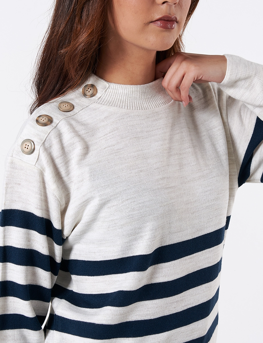 Sweater Rayas Crudo