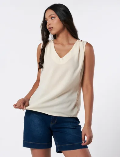 Top con Botones Unicolor