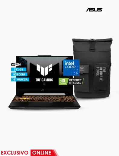 Laptop Gamer TUF GAMING F16 de 512GB y RAM 8GB Gris | Asus + Gratis Mochila