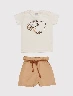 Conjunto Camiseta Palmera Crudo + Short Llano Arena Niña – Outfit veraniego y ligero
