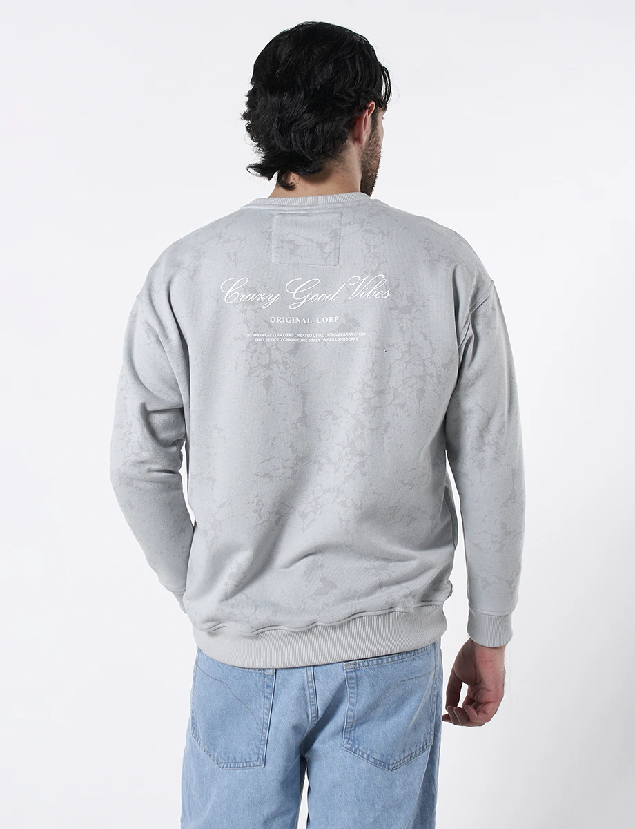 Buzo Doble Estampado Gris Claro