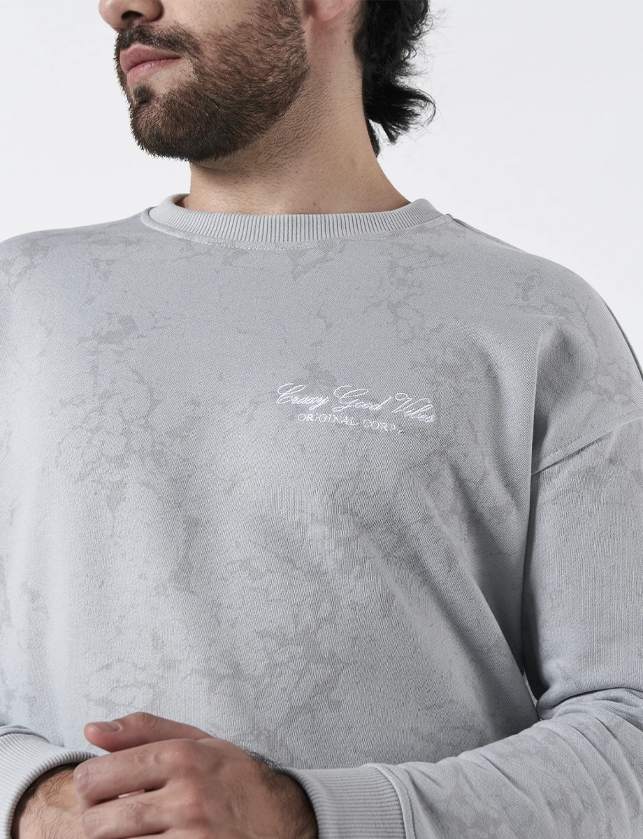 Buzo Doble Estampado Gris Claro