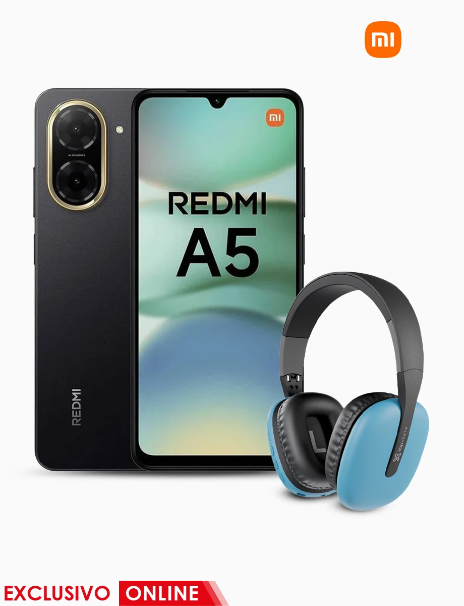 Combo Celular Redmi A5 de 128GB y RAM 4GB Negro | Xiaomi + Audífonos ZoundTune | KlipXtreme