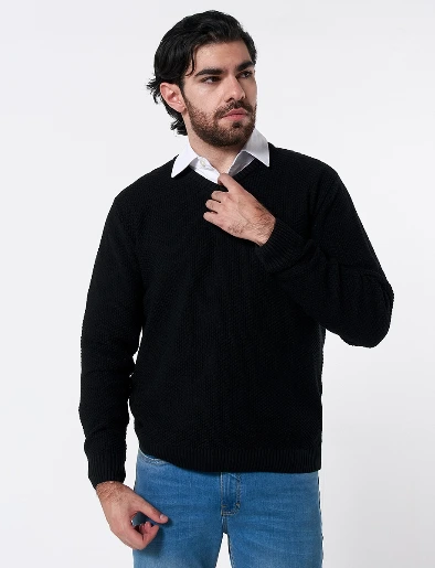 Sweater en V Negro