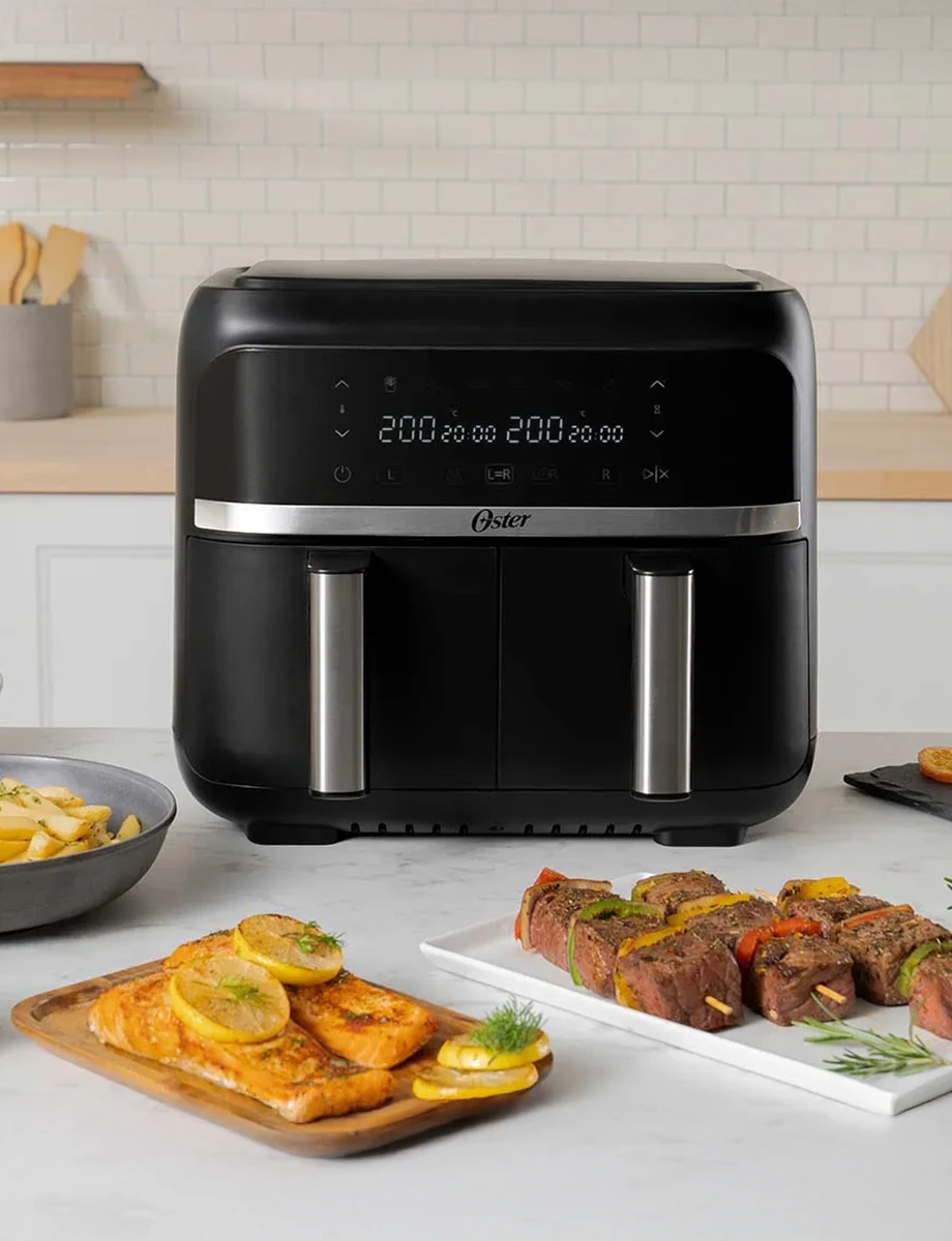 Freidora de Aire Doble Canasta 7,6 Lt Negro | Oster
